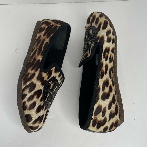 Tory Burch Billy Hair Calf Leopard Print Flats Shoes NIB Size 5 - Picture 5 of 10